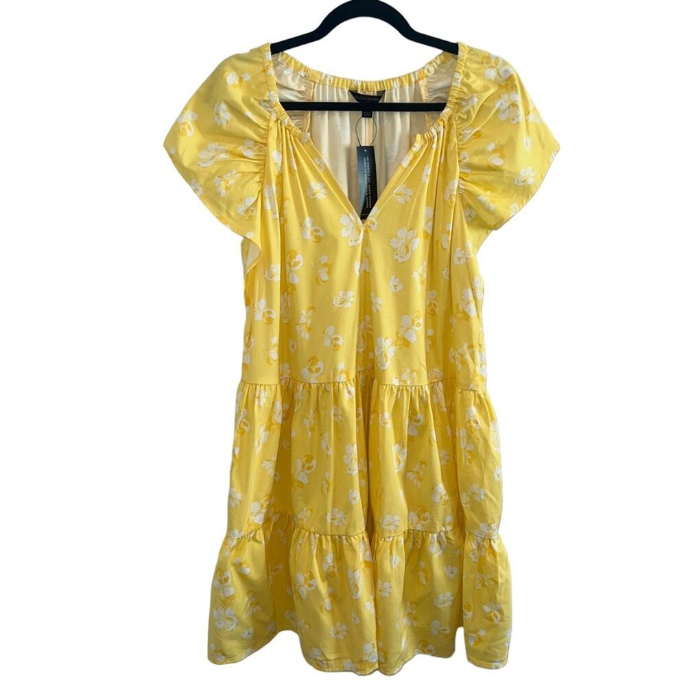 NWT Banana Republic MEDIUM Tiered Hem Yellow Dress - Picture 3 of 11